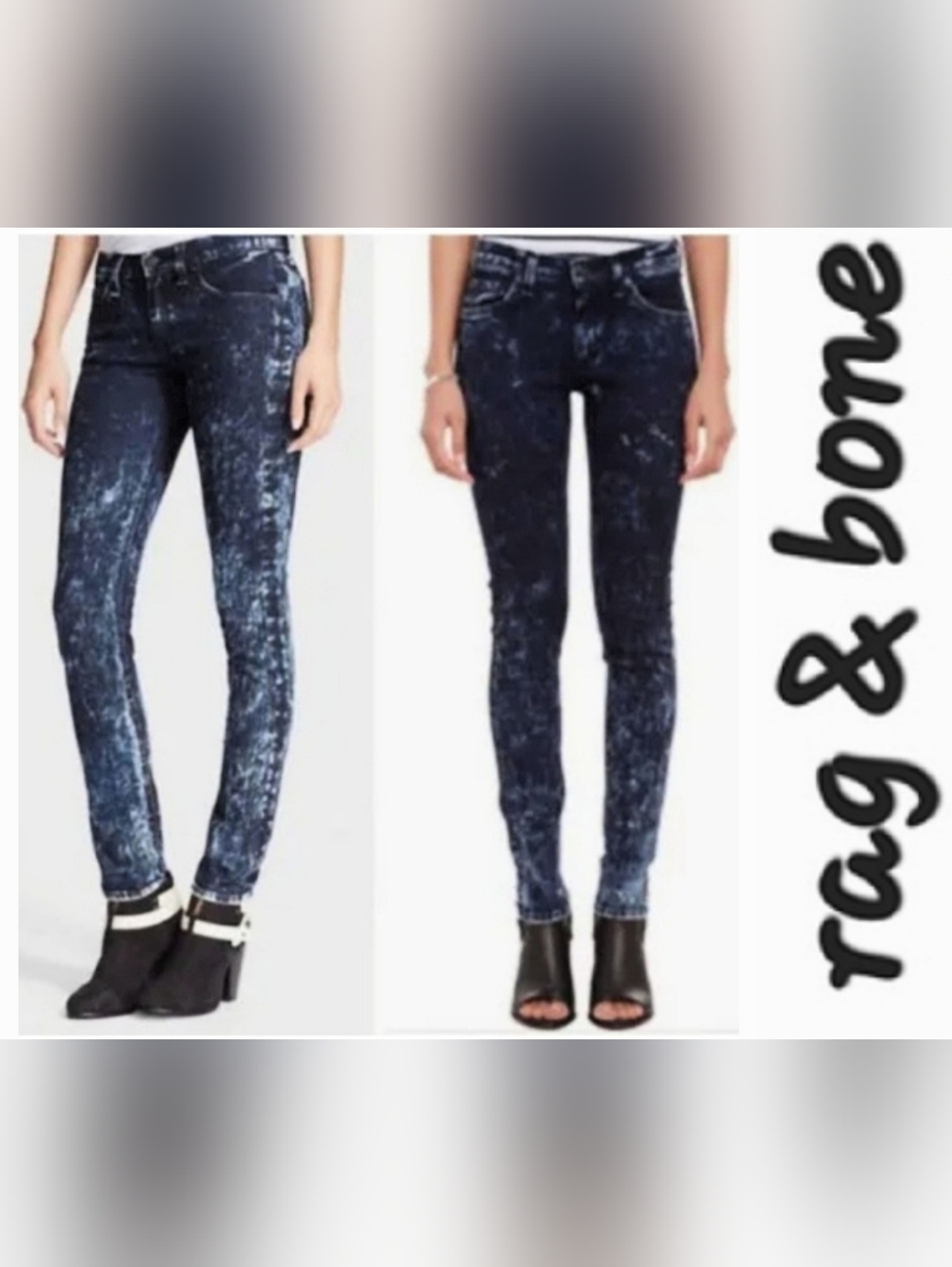 Rag & Bone Indigo Acid Wash Jeans 5 Pocket Skinny Blue Sz 26